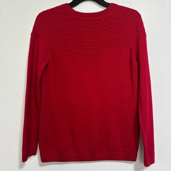 Talbots Petite Women's Red Sweater Medium Petite Mp 3D Knit Pullover Crewneck - Picture 3 of 7
